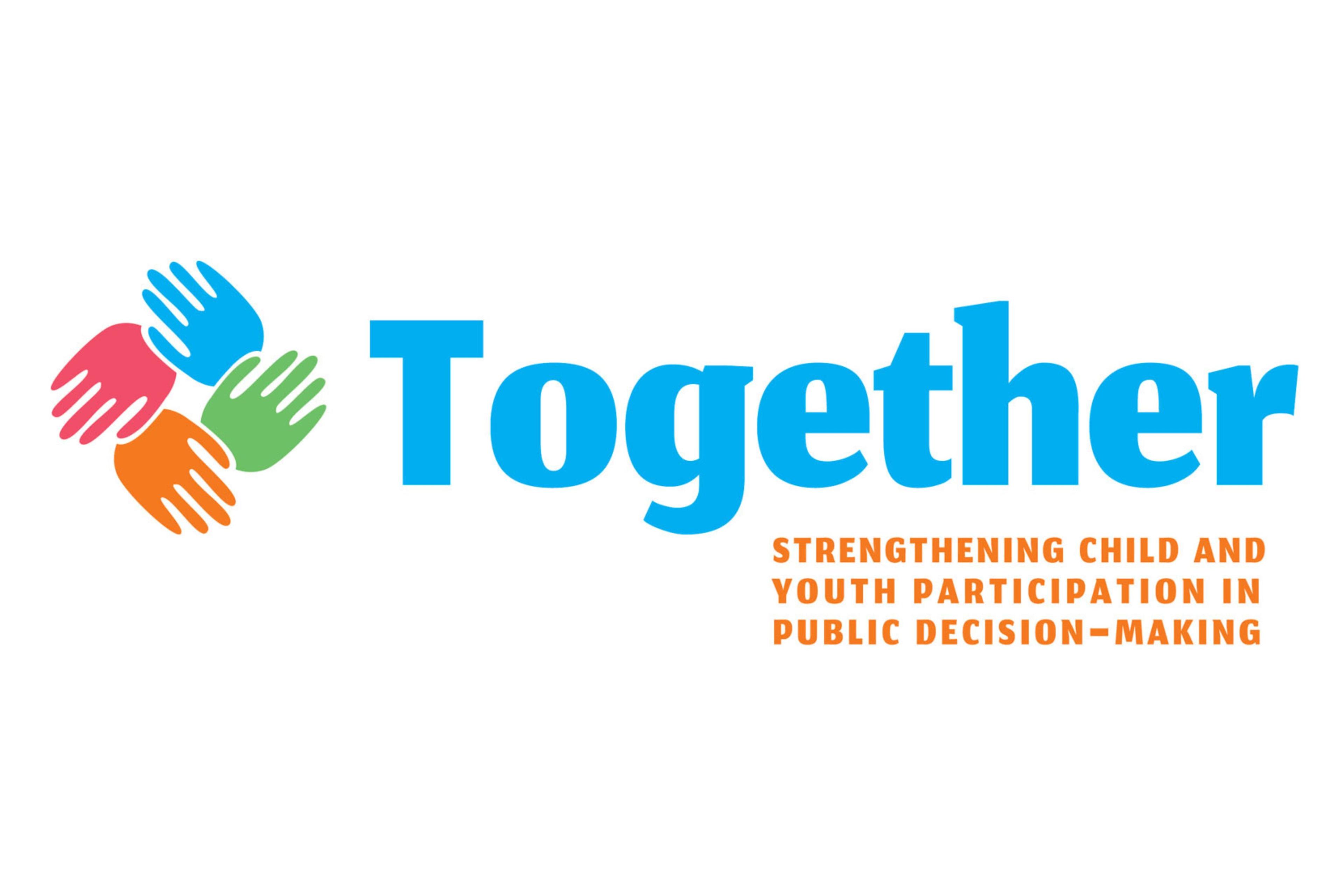 “Together” project logo, accompanied by the slogan “Strengthening child and youth participation in public decision-making” below it.