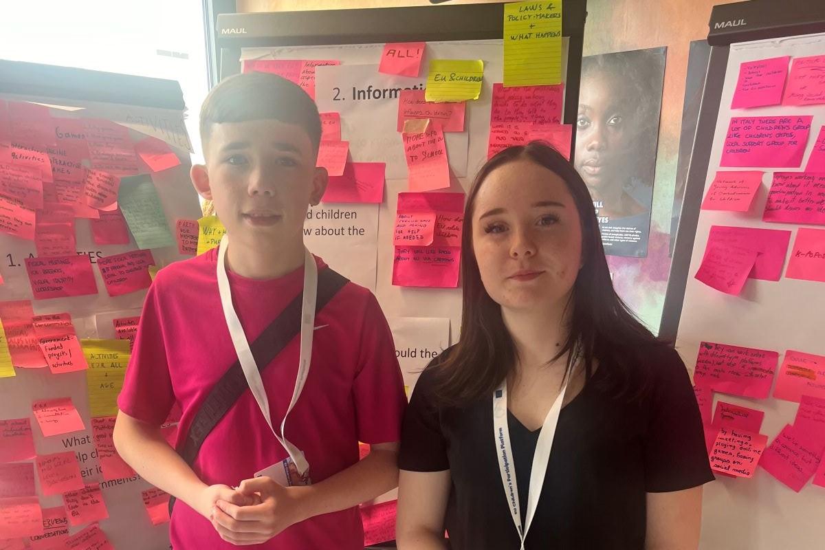 Two students from Bremore school at one of our meetings in Brussels