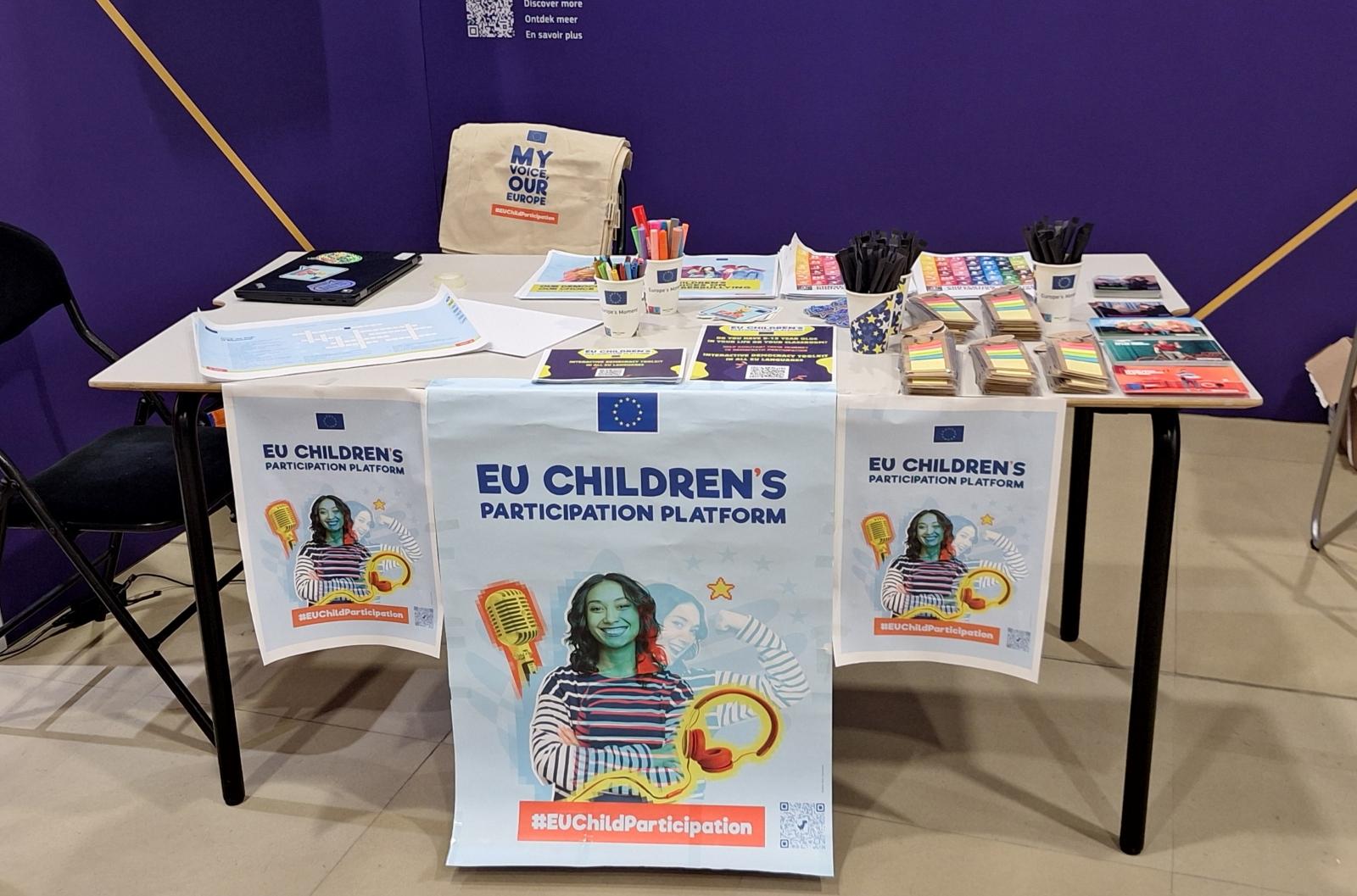 Stand showing the EU Children's Participation Platform at Europe Day