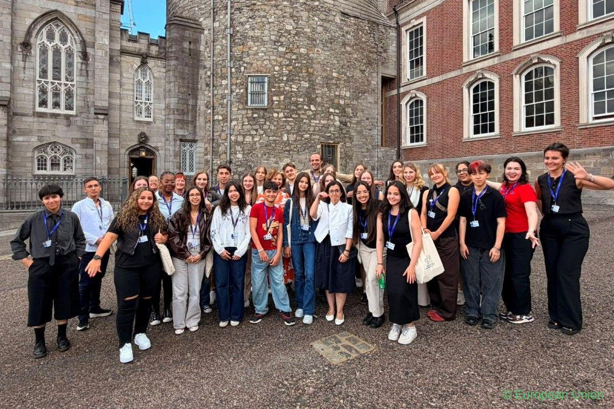 Group of children, young people and adult facilitators at the Dublin Castle.
