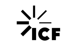 Black logo of ICF.