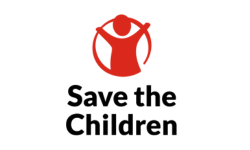 Red and black logo of Save the Children.